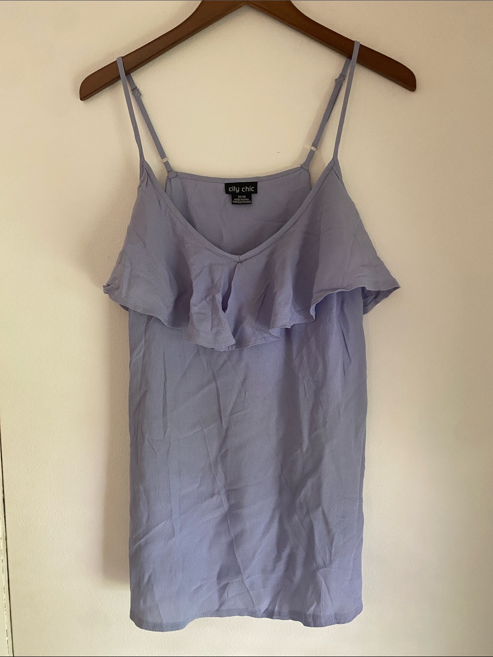 3/$30 City Chic Periwinkle Ruffle Cami with Adjustable Straps